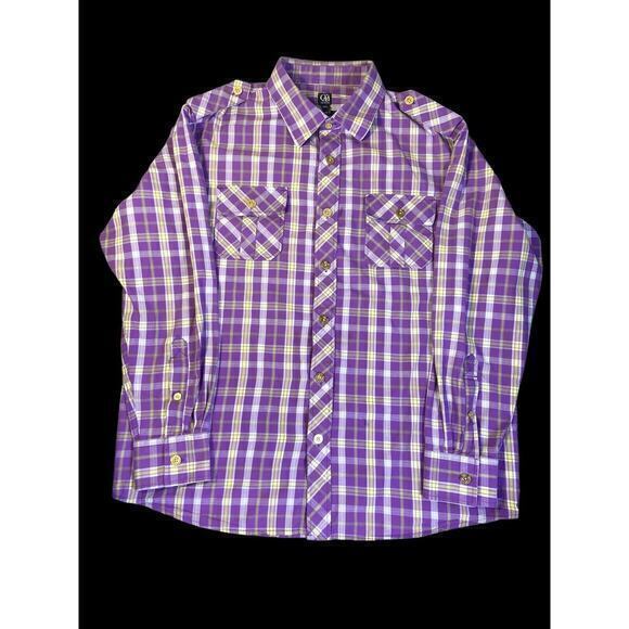 CAVI Product of Great Taste Long Sleeve Button Up Purple‎ Plaid Shirt Size XL - Picture 6 of 16